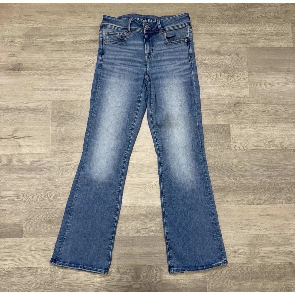American Eagle Curvy‎ Skinny Kick Boot Jeans Women's Size 4 Distressed Denim